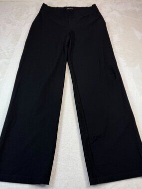 Eileen Fisher Wide Leg Pull On Pants Black Small Wide Band Relaxed Luxury Comfor